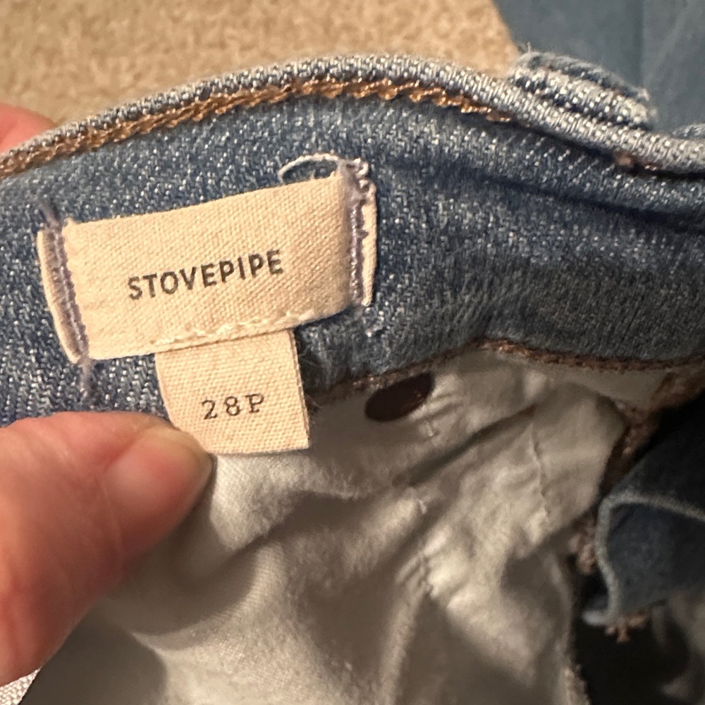 Madewell stovepipe Women's Petite Straight Leg Blue Jeans - Picture 4 of 5